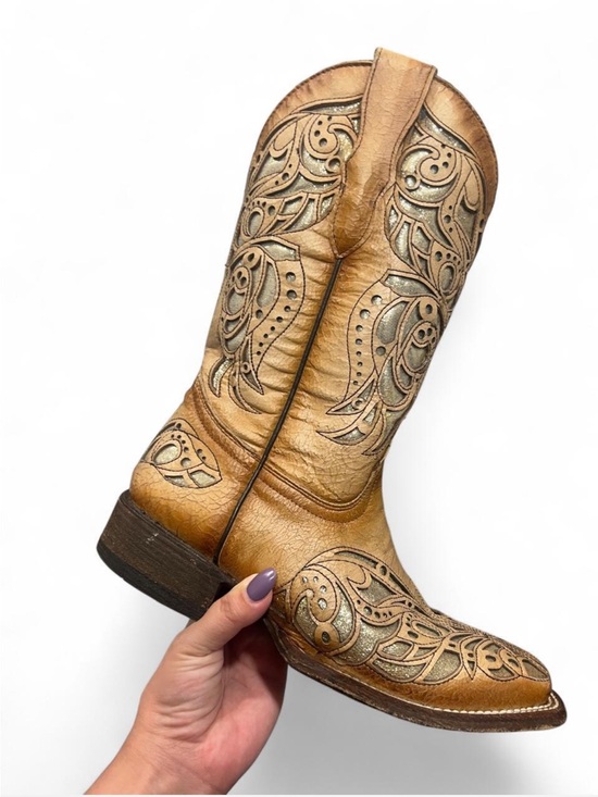Corral Boots Other - Corral Teen Shiny Inlay and Embroidery Square Toe Boot
